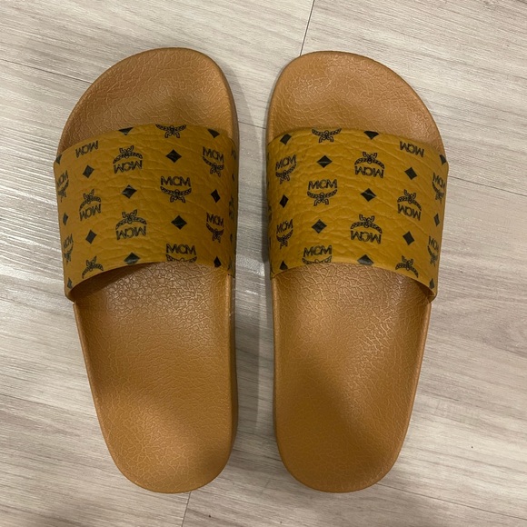 MCM Shoes - Authentic MCM Monogram Logo Slides